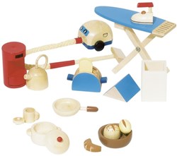 Goki accesorios casa de muñecas set cocina madera 19 piezas juguete