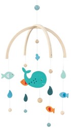 Goki Móvil - Ballena móvil de madera colorido para bebé