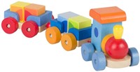Goki tren de madera Mumbai - tren de bloques de madera de caucho 7 piezas