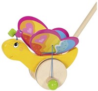 Goki juguete de empuje mariposa de madera para niños pequeños
