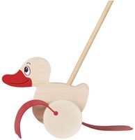 Goki pato de madera con palo - juguete de arrastre FSC madera