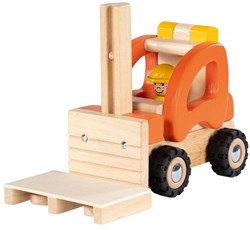 Goki montacargas de madera juguete con palet