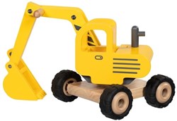 Goki excavadora de madera amarilla - juguete vehículo de construcción