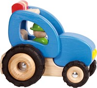 Goki tractor de madera juguete azul sostenible granja-2