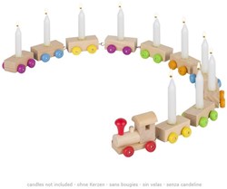 Goki tren de cumpleaños de madera juguete decoración 75cm largo