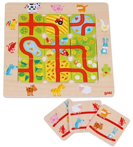 Goki juego de mesa - Encuentra el camino en la granja, juego educativo infantil