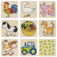 Goki juego de memoria de madera animales de granja - juguete educativo para niños