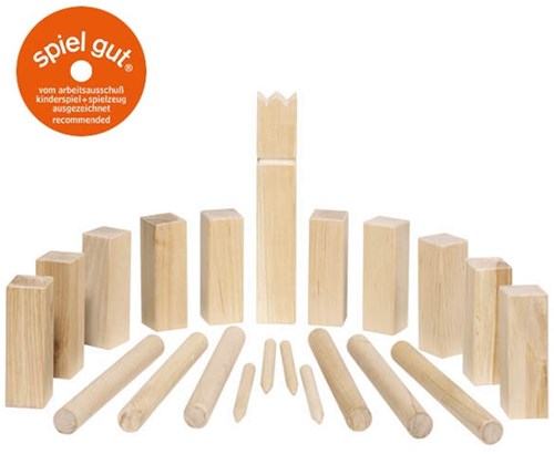 Goki Juego Kubb Vikingos - Juego de madera mediano para exterior en bolsa de algodón