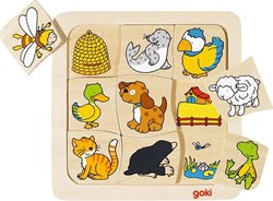 Goki puzzle de madera animales educativo 9 piezas FSC niños