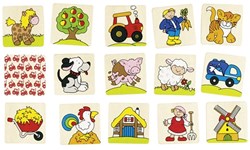 Goki juego de memoria de madera animales y accesorios de granja - juguete educativo