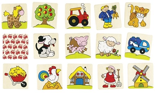 Goki juego de memoria de madera animales y accesorios de granja - juguete educativo