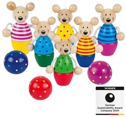 Goki juego de bolos de madera ratoncitos - set colorido para niños