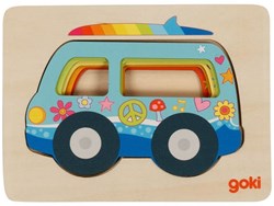 Goki puzzle - coches rompecabezas de madera para niños