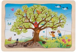 Goki puzzle de madera árbol de manzanas - juguete educativo 32 piezas