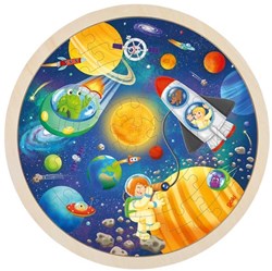 Goki puzzle de madera espacio redondo 57 piezas juguete educativo