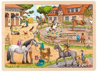 Goki puzzle de madera establo - rompecabezas 96 piezas animales