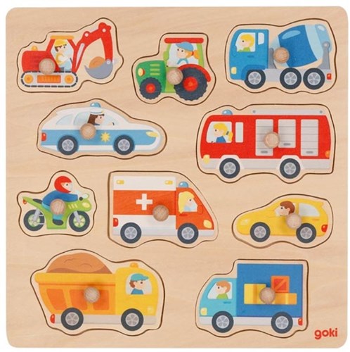 Goki puzzle vehículos - rompecabezas de cartón para niños