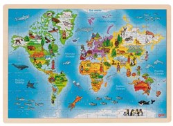 Goki puzzle mapa del mundo juguete educativo madera 192 piezas niños