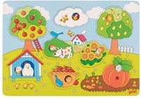 Goki puzzle de madera - juguete educativo tema jardín, 8 piezas