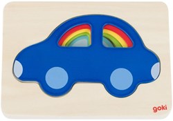 Goki puzzle de madera coche - puzzle de capas 5 piezas juguete educativo