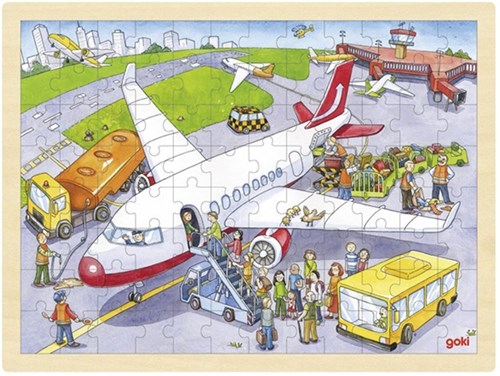 Goki puzzle de madera aeropuerto 96 piezas juguete educativo