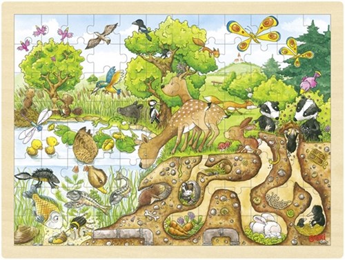 Goki puzzle de madera naturaleza 96 piezas juguete educativo niños