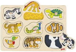 Goki puzzle de animales de madera - puzzle educativo con pomos para niños