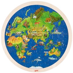 Goki puzzle de madera globo terráqueo - juguete educativo 57 piezas