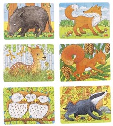 Goki puzzle de madera animales del bosque - mini rompecabezas 24 piezas
