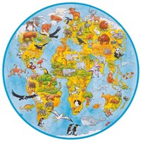 Goki Puzzle XXL mundo animales educativo redondo cartón