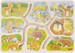 Goki puzzle deslizante de madera animales quién va con quién 8 piezas