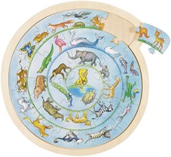 Goki puzzle de animales de madera - puzzle redondo 27 piezas motivo animal