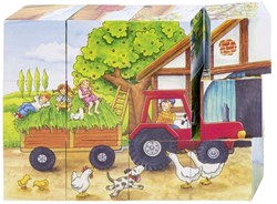 Goki puzzle de bloques de madera granja estaciones - juguete educativo 12 piezas