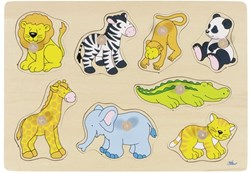 Goki puzzle de animales de madera - puzzle con pomos animales salvajes juguete