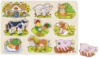 Goki puzzle de madera animales de granja con sonido - juguete educativo