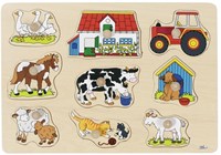 Goki puzzle de madera granja - puzzle de formas 9 piezas madera FSC