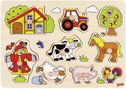 Goki puzzle de madera animales granja retro - juguete educativo