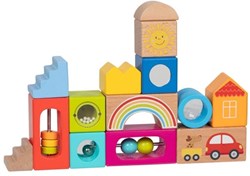 Goki bloques de construcción de madera juguete educativo colorido para niños