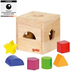 Goki cubo de clasificación de madera juguete educativo con bloques
