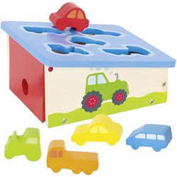 Goki caja de formas de madera vehículos juguete - educativo