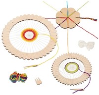 Goki set creativo telar redondo de madera & flor de tejer - 6 piezas