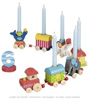 Goki tren de cumpleaños circo - tren de madera colorido para fiestas