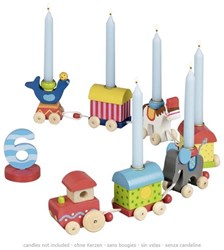 Goki tren de cumpleaños circo - tren de madera colorido para fiestas