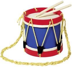 Goki tambor de madera juguete musical con baquetas - azul rojo