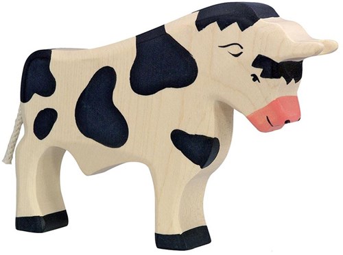 Holztiger toro de madera negro - figura de juego juguete sostenible