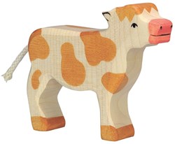 Holztiger ternero de madera marrón - figura animal granja madera