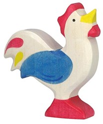 Holztiger gallo de madera azul - figura de granja madera FSC