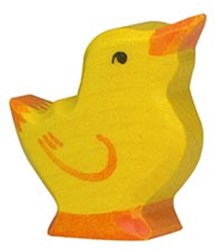 Holztiger pollito de madera figura de granja amarillo