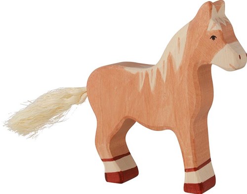 Holztiger caballo de madera marrón claro figura de juego artesanal
