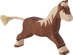 Holztiger caballo de madera figura de juego marrón oscuro corriendo